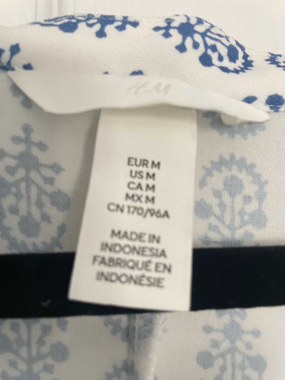 H&M White Dress with Paisley Viscose Blue Print Dress size medium - Picture 2 of 10